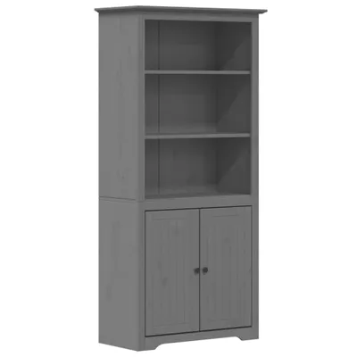 Zdjęcie produktu dla Biblioteczka BODO, szara, 82x40x173 cm, lite drewno sosnowe