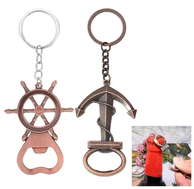 Flaschenöffner Schlüsselanhänger, 2 Stück, Metallanker, Bieröffner