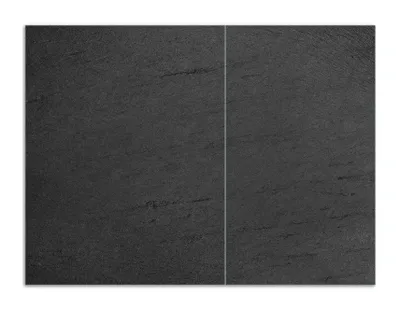 Produktbild von Wallario Herdabdeckplatte aus Glas, Größe 70 x 52 cm 2-teilig, Motiv Schwarze Schiefertafel Optik - Steintafel
