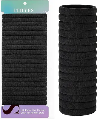 Image de 20 Élastiques à cheveux noirs Fille Set Scrunchies, Élastique, Spirale, pour Queue de Cheval, Femme Homme
