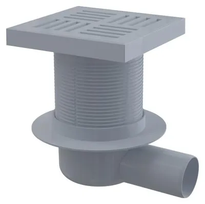 Produktbild von Bodenablauf Alcadrain (Alcaplast) 150 x 150/50 mm Seite, graues Gitter, Wassergeruchsverschluss APV5