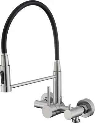 Productafbeelding van Keukenmengkraan voor wandmontage, aansluiting van 3/4 inch, 360° draaibare uitloop, 3 straalstanden, flexibel, geschikt voor