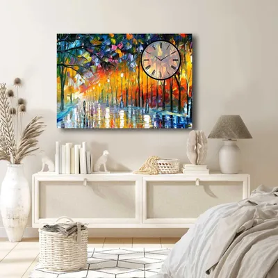 Image de Opviq, 70100CS-004, Horloge murale décorative en toile, Multicolore, 100 % CANVAS EN PEAU, 70 x 100 cm