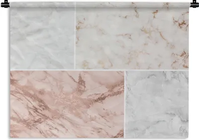 Produktbild von MuchoWow® Wandteppich Wandbehang Marmor - Weiß - Rosa 120x90 cm Tapisserie Dekoration Wandtuch - Wohnen - Aufhänger für die Wand