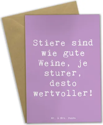 Produktbild von Mr. & Mrs. Panda Glückwunschkarte Spruch Sturer Stier - Lavendeltraum - Geschenk, Geschenke Astrologie, osterkarten, Tierkreiszeichen, Stier-Eigenschaften, osterkarte