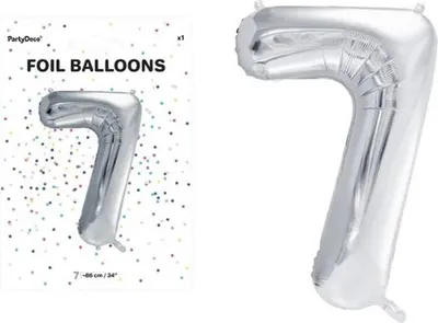 Produktbild von PartyDeco Folienballon Zahl 7 86 cm silber