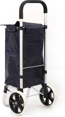 Produktbild von 50 L Aluminium Einkaufstrolley klappbar – wasserabweisender Einkaufswagen mit 2 Rädern, faltbare Einkaufstasche, Groß - Dunkelblau