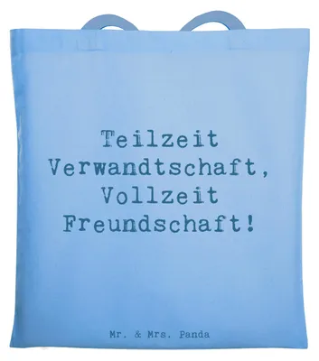 Produktbild von Mr. & Mrs. Panda Tote Bag Spruch Halbbruder Freundschaft - Sky Blue - Geschenk, Geschwister, Verwandte, Laptoptasche, umhängebeutel, totebag, Bindung, Verbundenheit