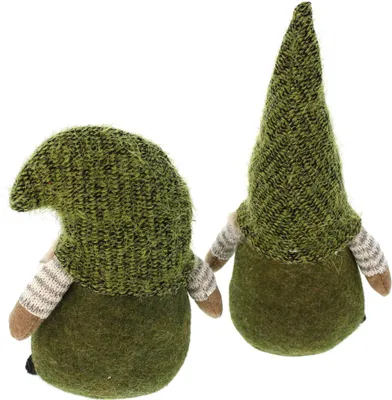 Image de 2 lutins bonnets verts textile vert 20+27cm