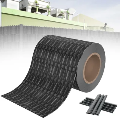 Produktbild von LZQ 140m x 19cm PVC Sichtschutzstreifen Sichtschutzfolie Doppelstabmatten mit 80 Befestigungsclips Sichtschutzmatte, Rattan