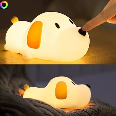 Produktbild von LED Nachtlicht Silikon Hund Touch Nachtlampe USB-Aufladung mit Timer,RGB,Schlaflicht Kinderzimmer tragbare Schlafhilfe Stilllicht