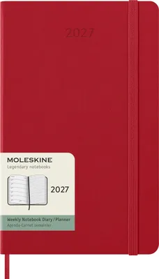 Produktbild von Moleskine 12 Monate Wochen Notizkalender 2027, Large/A5, 1 Wo = 1 Seite, rechts linierte Seite, Fester Einband, Scharlachrot