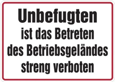 Produktbild von Dreifke® Hinweisschild, Betreten des Betriebsgeländes streng verboten, Alu ge...