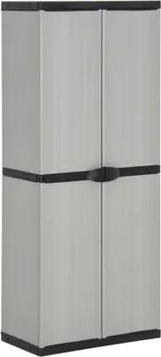 Produktbild von Garten-Lagerschrank mit 3 Böden Grau & Schwarz 68x40x168 cm