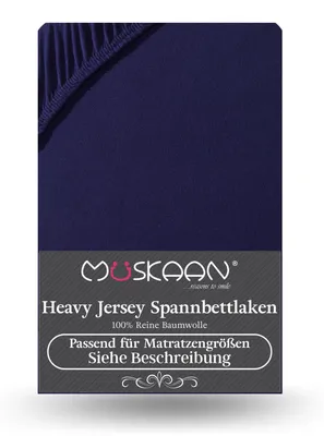 Produktbild von Heavy Jersey Spannbettlaken 180x200 cm - 200x220 cm + 40 cm Boxspringbett 160 g/m² navyblau