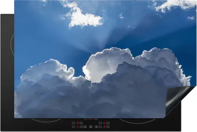 Produktbild von KitchenYeah© Herdabdeckplatte Sonne hinter den Wolken , 80x52cm, Küche Deko, Glaskeramikkochfeld Herdabdeckung, Abdeckplatte fùr Kochfeld