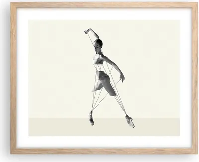 Produktbild von Gerahmtes Poster - Rahmen in heller Eiche - Surreal Ballerina Marionette - 50x40 cm - Wand Bild - Wanddeko - Wandbilder - Kunstposter - Wandposter - Bilderrahmen - Bilder - P2NAA50x40-4812