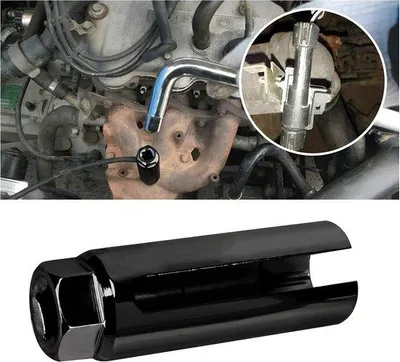 Image de Capteur d'oxygène universel pour moto et voiture - Kit de démontage avec embase d'écartement et raccord pour capteur d'oxygène - Noir.