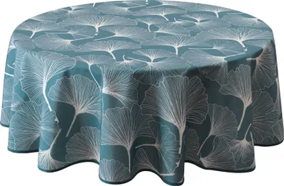 Runde Tischdecke, blau/weiß, 160 cm, fleckabweisend