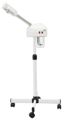 Produktbild von Gesichtsbedampfer - Professioneller Gesichtssauna auf Stativ - Ozon & negative Ionen - 800 W 220 V Heißdampf - Höhenverstellbar & schwenkbarer Sprühkopf - Weiß