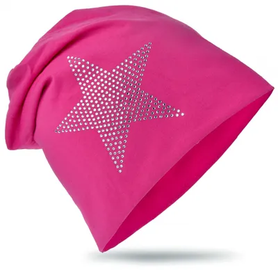 Zdjęcie produktu dla Czapka Kinder Beanie, zdobiona kryształkami, kolor magenta, rozmiar M
