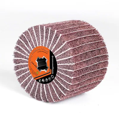 Produktbild von 60# Kunstfaserbürste für Satiniermaschine Schleifbürste PA-Fasern + Schleifpapier, 12x10cm Polierbürste Reibfest Schleifen Oxid Schmutz Lack entfernen