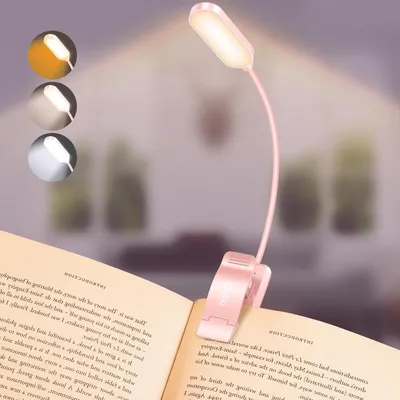 Image de Lampe de lecture pour livre - Lampe clip pour livre - Lecture nocturne au lit - Intensité réglable en continu - USB-C - Rose