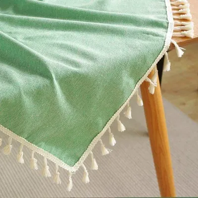 Produktbild von Tischdecke aus Baumwolle – Unifarben – Mit Fransen – Rechteckig – Abwaschbar – 140 x 260 cm – Geeignet für Innen- und Außenbereich – Tischdecke