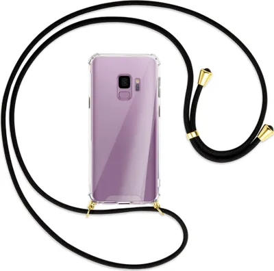 Produktbild von Handykette Backcover-Schutzhülle mit Band (Metall goldfarben) für Samsung Galaxy S9 - schwarz