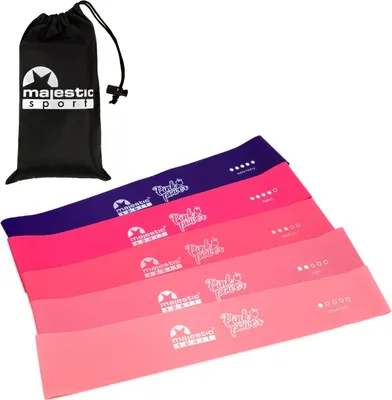 Produktbild von MAJESTIC SPORT Theraband (5er Set) Pink Power Fitnessbänder Set, Resistance Bands Set, Fitnessband Set Terabänderset, Booty Band, für Muskelaufbau