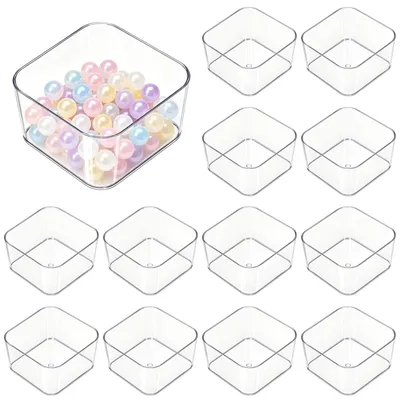 12 transparente Aufbewahrungsboxen aus Kunststoff, 8,5 x 8,5 x 5 cm