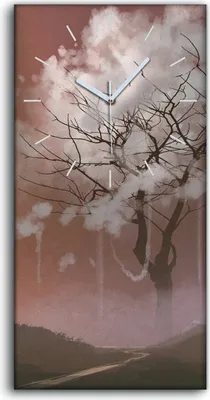 Produktbild von Wohnzimmer-Bild Leinwand Uhr Geräuschlos 30x60 Malerei Abstrakte Kunst Baum - weiße Hände