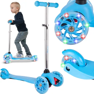 Immagine prodotto di Malplay Cityroller Triciclo Scooter Ruote LED luminose Blu per bambini e ragazzi dai 3 anni in su Monopattino per bambini