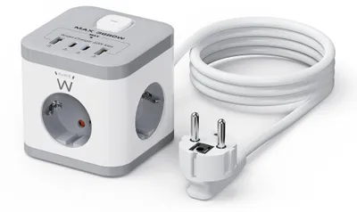 Image de Bloc Multiprise Ewent EW3863 Power Tower 3 Prises 1.5m Blanc