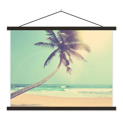 Produktbild von MuchoWow® Textilposter Retro - Palme - Sonne - Sommer 150x113 cm mit schwarzem Rahmen - Wohnzimmer