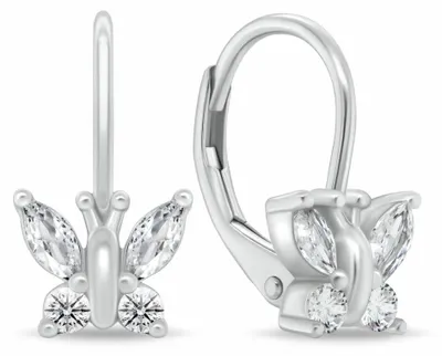 Produktbild von Silberne Hä ngeohrringe Schmetterling mit Zirkonen EA1250W