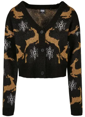 Image de Urban Classics - Cardigan pour femmes - motif de Noël à manches longues TN288 (5XL) (noir/doré)