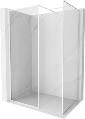 Produktbild von Mexen Kioto-F Duschwand Walk-in mit Rahmen 180 x 115 cm, transparent 8 mm, weiß - 800-180-202-04-20-115