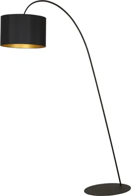 Obrázek produktu pro Oblouková lampa kovová tkanina E27 205 cm vysoká v černé zlaté barvě moderní oblouková lampa