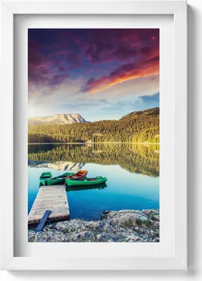 Produktbild von Flusslandschaft– Wandbild mit Rahmen – Gerahmtes Bild  – Wanddekoration – 20x30 cm – Weiß