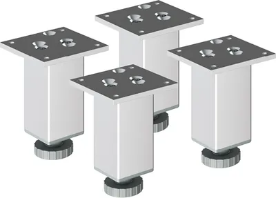 Produktbild von 4er Set sossai Höhenverstellbare Aluminium Möbelfüße 120mm in eloxiertem Design Schrankfüße Sockelfüße