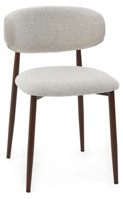 Produktbild von Polsterstuhl INES in Beige-Melange mit Metallbeinen in Holzoptik für das Esszimmer