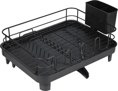 Zdjęcie produktu dla ESTIA | Ociekacz do naczyń - 32 x 41 x 15 cm - czarny ociekacz do naczyń z tacą ociekową