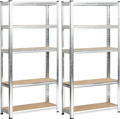Produktbild von 2er Set Schwerlastregal Silber galvanisiert 70 cm 10 Regalböden B70xH30xT154 cm
