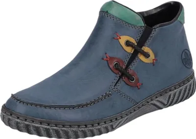 Produktbild von Rieker Damen Stiefelette Ziernähte Reißverschluss Boots N0959, Größe:41 EU, Farbe:Blau