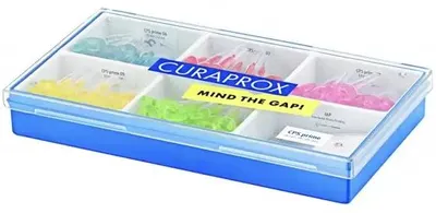 Produktbild von Interdentalbürsten-Set, Curaprox, verschiedene Größen und Farben, geeignet für Zahnarztpraxen, 125 Stück