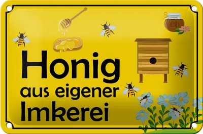 Produktbild von Blechschild Hinweis 18x12cm Honig aus eigener Imkerei