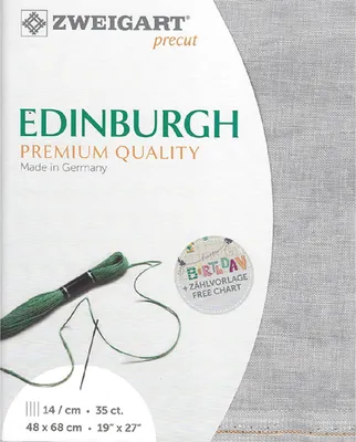 Imagen del producto de Tela Evenweave EDINBURGH de Zweigart, precortada, 35 ct., color 7729 (gris vintage), tela para bordado 100% lino, 48x68 cm
