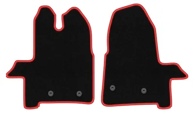 Image de Tapis de sol en moquette pour Ford Transit 2019- (utilitaire) – jeu 4 pièces, noir/rouge, sur mesure – Wielganizator CARLUX