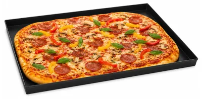 Pizza- und Gebäckblech, Stahl, 60 x 40 cm, schwarz
